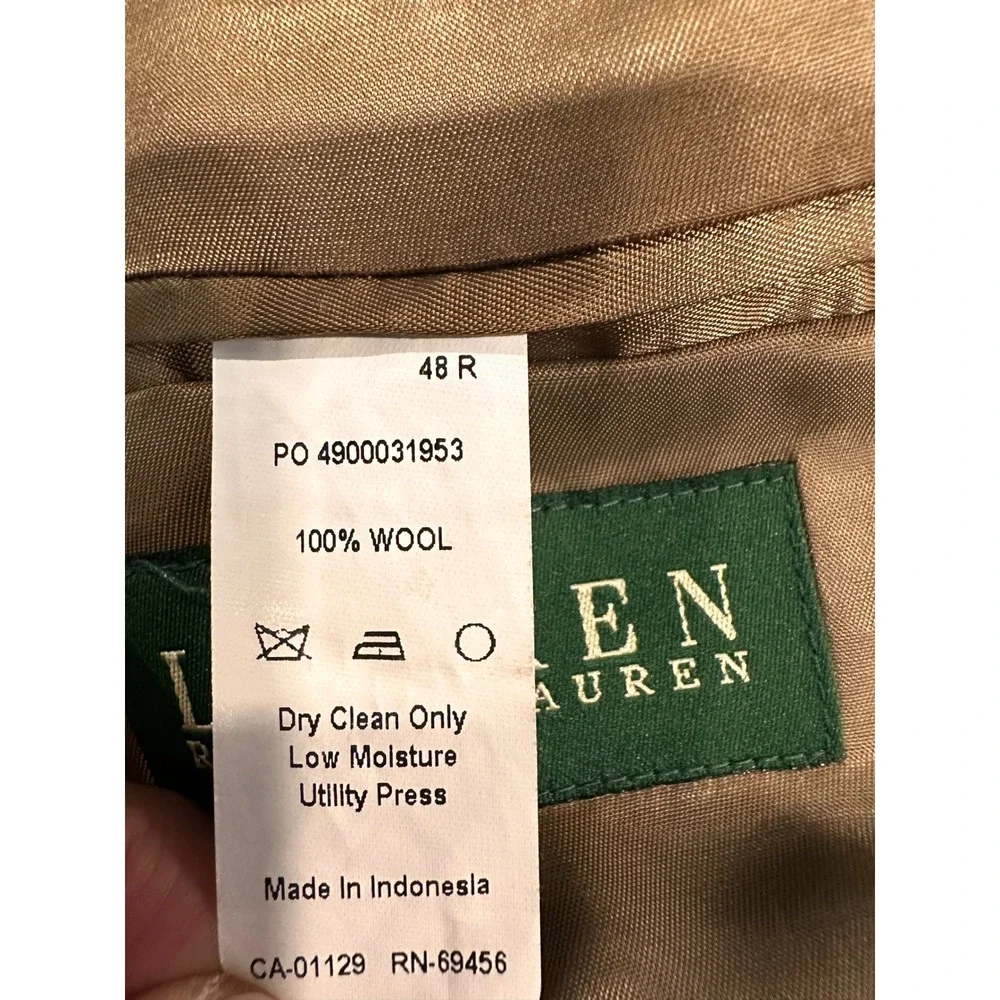 Lauren Ralph Lauren Mens Houndstooth Blazer Brown Tan Two Button Sport Coat